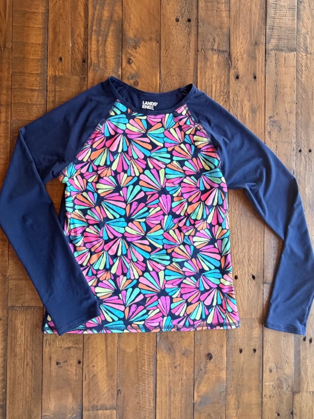 Lands’ End Girls Multicolor Print Rash Guard L 10/12 EUC